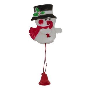 Vintage Snowman Brooch Moving Hat and Arms Bell Pull Christmas Holiday Pin